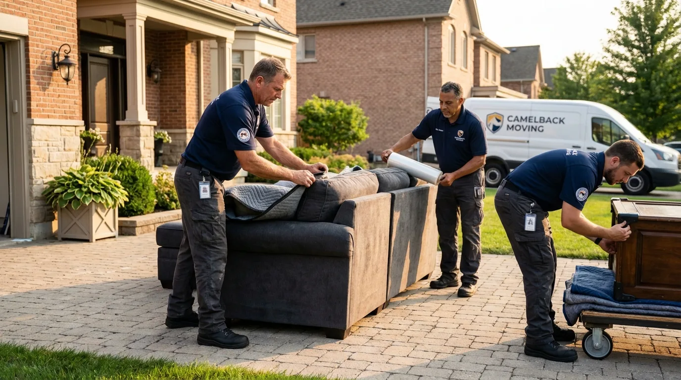 Large estate moving crew wrapping furniture in Emerson, GA