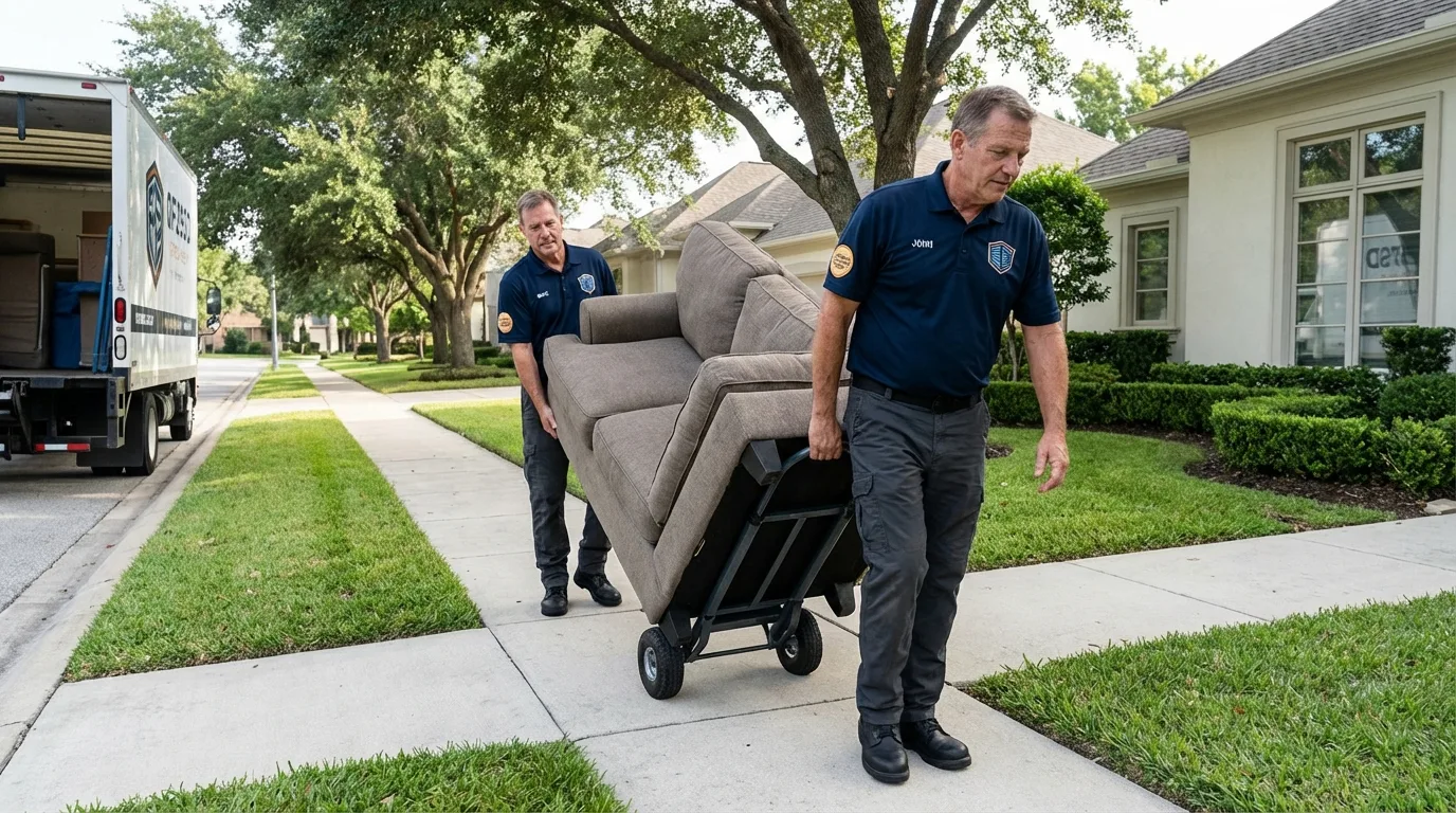 Local residential moving crew loading furniture in Emerson, GA